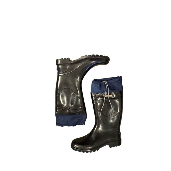 Tommy Hilfiger Women's Rain Boots Size 8 Black Pull-On Anti-Slip Soles - Picture 3 of 12